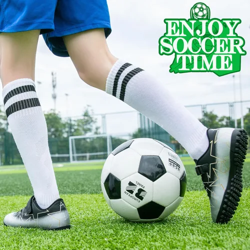 Vista 4 de Timarmtr Zapatos de fútbol para niños y niñas, zapatos de fútbol de interior para niños y niñas, zapatos de fútbol profesionales atléticos