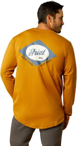 Vista 6 de Ariat Hombres Rebar Workman Logo Manga Larga Cuello Redondo Aguacate/Haya