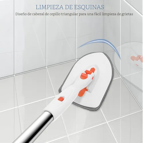 Vista 5 de SetSail Cepillo de ducha 3 en 1 con mango largo ajustable de 52 pulgadas y 3 cabezales de cepillo de repuesto desmontables para limpiar baño