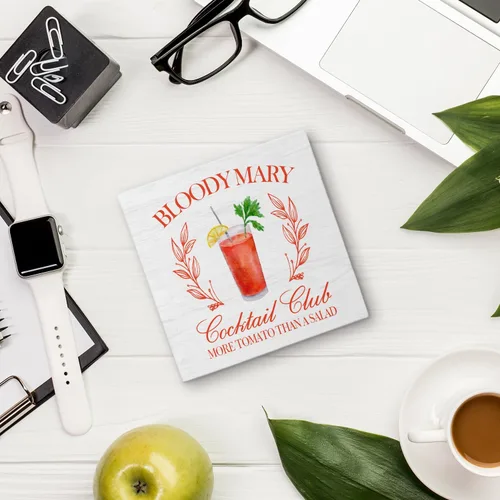 Vista 5 de Bloody Mary Bar - Letrero de madera para decoración de escritorio, regalos para amantes de los cócteles, Bloody Mary Cocktail Bloody Mary