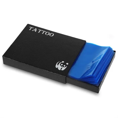 Vista 5 de Fundas desechables para bolsas de máquina de tatuaje, 200 fundas de plástico para suministros de tatuaje, kits y accesorios para pistolas