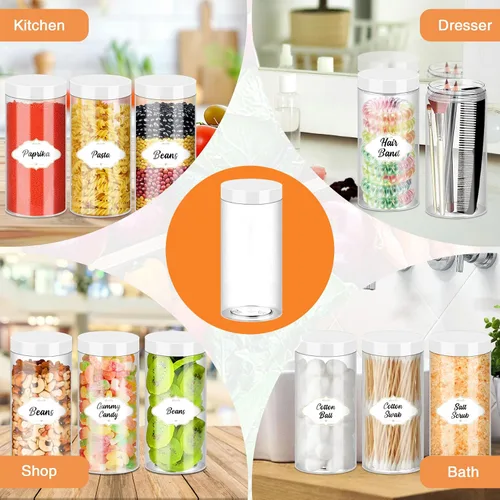 Vista 64 de PeacePeo Tarros de plástico con tapas, recipientes de slime de 4 onzas, 72 frascos de plástico transparente vacíos, recipientes de cosméticos
