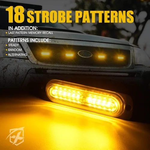 Vista 3 de Xprite 10 luces LED estroboscópicas de emergencia, ámbar de 12 luces LED estroboscópicas intermitentes, función de sincronización, luz de parrilla