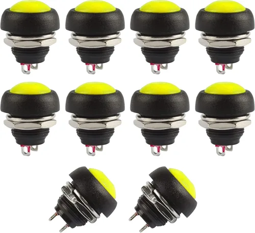 Vista 16 de Ampper Mini interruptores momentáneos de botón, 2 pines de encendido y apagado 1A, 250 V, CA, 0.276 in, redondo, SPST, interruptor de botón Negro