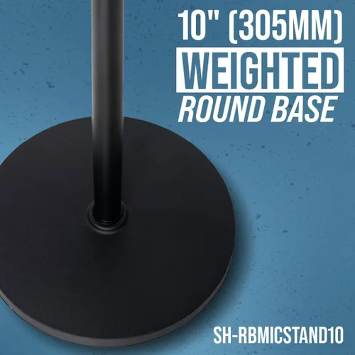 Vista 7 de Shure by Gator - Soporte de micrófono de base redonda con embrague giratorio estándar de altura ajustable y base de 10 pulgadas; (SH-RBMICSTAND10)