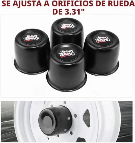 Vista 3 de RTRHINOTUNING Tapas centrales de rueda de 3.31 pulgadas de acero inoxidable que se empujan a través, tapas de cubo de remolque negras para camión