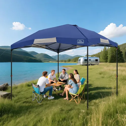 Vista 8 de KAMPKEEPER Tienda de campaña desplegable de 12 x 12 pies, toldo resistente para exteriores, para eventos, campamento, fiestas, cenador poligonal