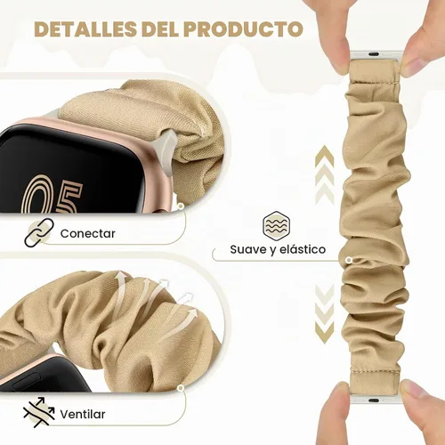 Vista 4 de Paquete de 4 bandas elásticas Scrunchie compatibles con Apple Watch de 38 mm, 40 mm, 41 mm, 42 mm, 44 mm, 45 mm, 49 mm, bandas elásticas con bonito