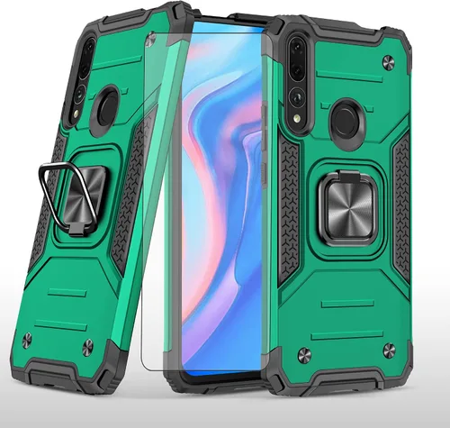 Vista 11 de Asuwish Funda compatible con Huawei Y9 Prime 2019 y protector de pantalla de vidrio templado, soporte de anillo celular con soporte para teléfono