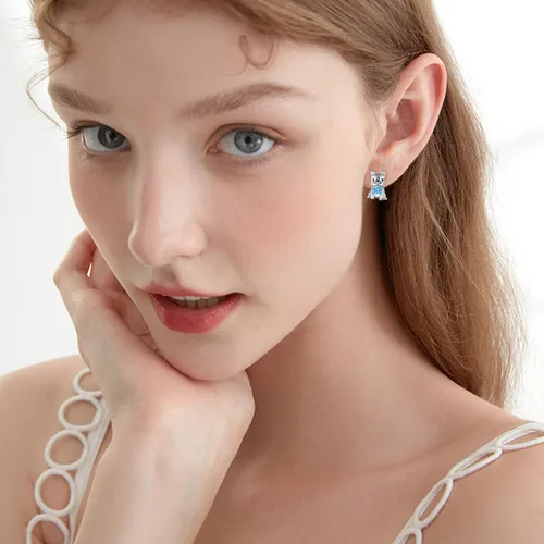Vista 5 de Aretes de perro para mujer, plata de ley 925, diseño de bulldog francés, joyería de perro de animales, regalos para hija, nieta, niñas y mujeres