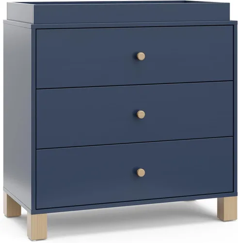 Vista 20 de Storkcraft California - Cómoda de 3 cajones con cambiador, color negro/madera flotante