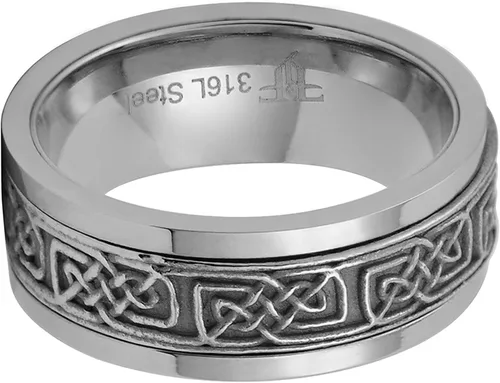 Vista 4 de Fantasy Forge Jewelry Anillo giratorio de nudo nórdico vikingo para hombre y mujer, de acero inoxidable plateado, celta, antiansiedad, tallas 3-17