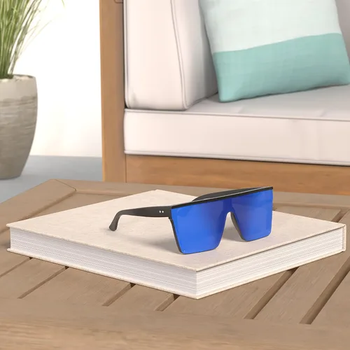 Vista 2 de LYZOIT Square Oversized Sunglasses for Women Men Big Flat Top Fashion Shield Large UV Protection Rimless Shades