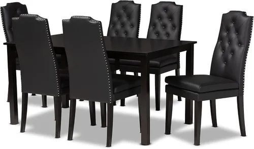 Vista 9 de Baxton Studio BBT5158-Sillas de comedor negras, 24.18LX18.72WX41.34H, Negro