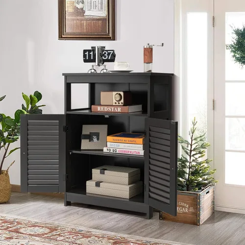 Vista 2 de MAT EXPERT Gabinete de madera independiente con estante ajustable de 3 posiciones, entrada, pasillo, sala de estar, 23.5 pulgadas de largo x 12