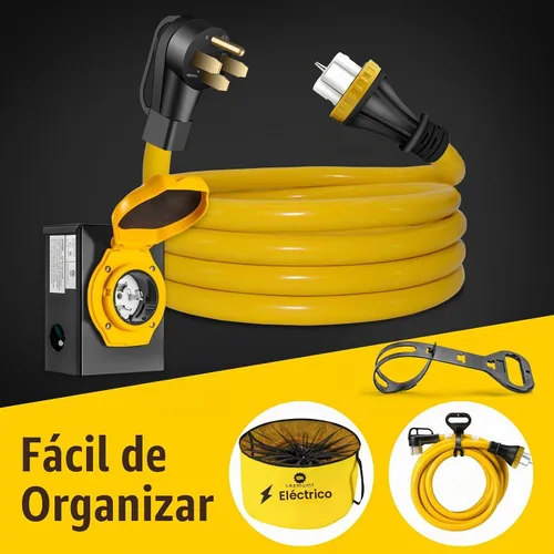 Vista 8 de Cable generador de 50 amperios con caja de entrada de alimentación preperforada, cable de extensión de generador de alta resistencia real STW