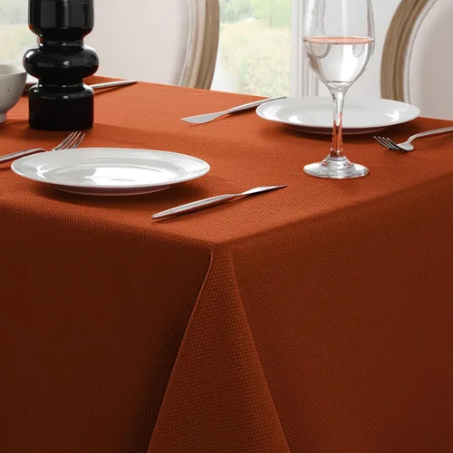 Vista 18 de Softalker - Mantel rectangular tejido con textura, jacquard de otoño color naranja quemado, impermeable, fácil de limpiar, resistente a las manchas