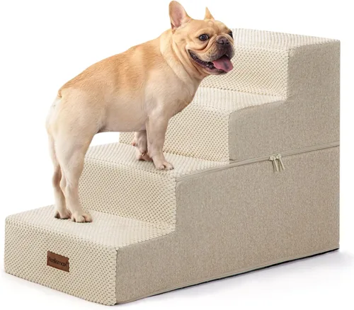 Vista 9 de Aodisman Escaleras para perros para cama o sofá, escaleras para mascotas de Gris