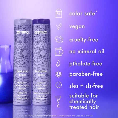 Vista 12 de amika bust your brass cool blonde strength repair shampoo