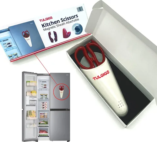 Vista 2 de Tijeras de cocina con funda magnética fijables al refrigerador, hoja separable