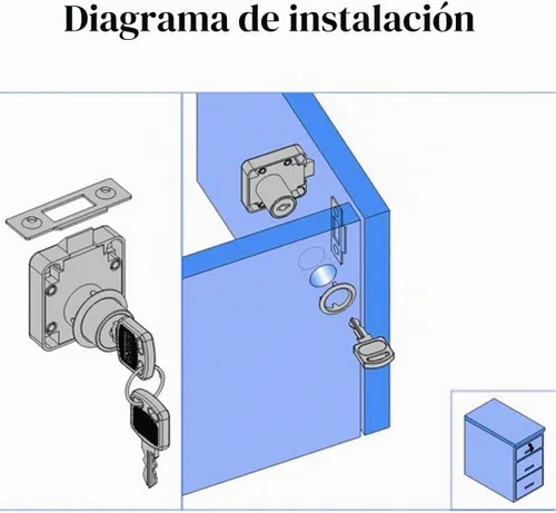 Vista 6 de Cajón de lengüeta de bloqueo automático, cajón y broca para muebles, cerradura de escaparate, diámetro de perforación: 3/4 pulgadas/0.748 in