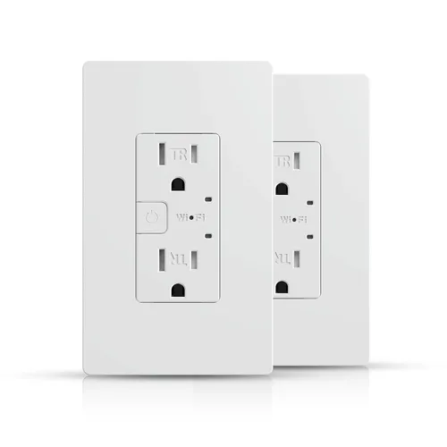 Vista 11 de Enchufe Eléctrico Inteligente Negro, Enchufe Wi-Fi Inteligente con Control Individual, Receptáculo de 15Amp con Control Remoto, Compatible