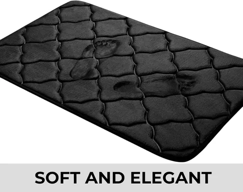 Vista 2 de Juego de 2 alfombras de baño de espuma viscoelástica, extra suaves, absorbentes, de secado rápido, con alfombra de inodoro en forma de U, lavables a