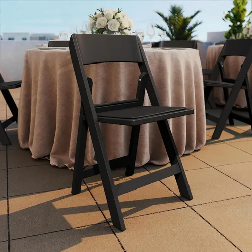 Vista 2 de Flash Furniture Hercules Tucker - Silla plegable de resina negra comercial, ligera, asiento extraíble acolchado de vinilo, para uso en interiores