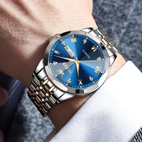Vista 5 de OLEVS Reloj para Hombre Mujer Cara Grande Unisex Diamante Lujo Vestir Analógico Cuarzo Acero Inoxidable Impermeable Luminoso Fecha Negocios Informal