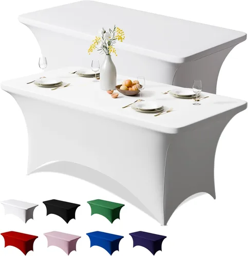 Vista 20 de Trlyc Paquete de 1 mantel rectangular de elastano de 4 pies – 48 x 30 pulgadas, resistente a las arrugas, para bodas, fiestas, banquetes, picnic