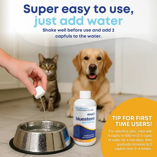 Vista 6 de bluestem Refresca el aliento de perro y gato, aditivo de agua dental seguro y eficaz, 17 onzas, pollo