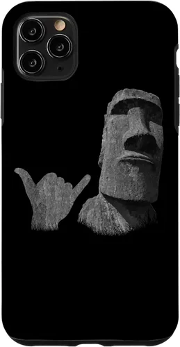 Vista 13 de Funny Easter Island Rapa NUI Moai Statue Surfer Shaka Sign Case for iPhone 16