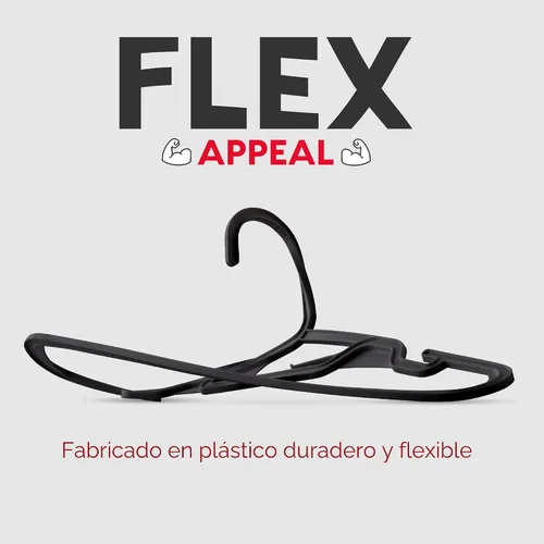 Vista 6 de IRIS USA Paquete de 50 perchas ligeras y flexibles para adultos, fabricadas Negro
