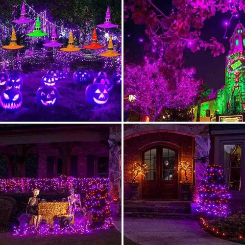 Vista 5 de 100 luces LED de energía solar, cadena de hadas de Navidad para jardín al aire libre e