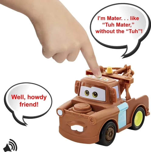 Vista 3 de Disney Cars Toys Track Talkers Mater, 5.5 pulgadas, auténtico camión de remolque del personaje favorito de la película con efectos de sonido, regalo