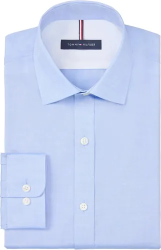 Vista 3 de Tommy Hilfiger Camisa de vestir sólida sin planchado para hombre Azul