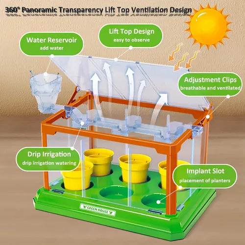 Vista 3 de EXBEPE Kit de jardinería para niños, kit de terrario de cultivo de invernadero, juego de cultivo de plantas, descubrimiento, regalo educativo