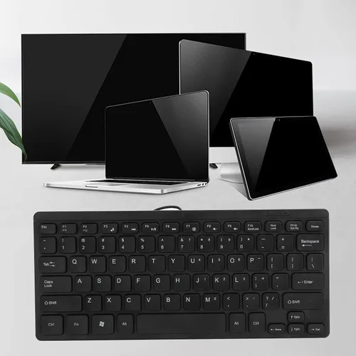 Vista 3 de Dilwe K1000 Teclado USB con cable compacto Mini portátil que ahorra espacio Plug and Play Ergonómico PC Compatible Negro