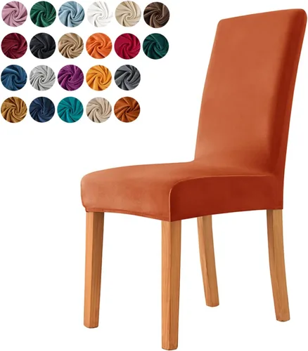 Vista 11 de Juego de 6 fundas para sillas de comedor, fundas elásticas de terciopelo para sillas de comedor, extraíbles y lavables, fundas protectoras