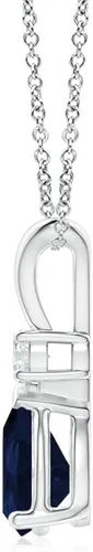 Vista 2 de Angara Collar con colgante de lágrima de zafiro azul natural con diamante para mujeres, niñas en plata de ley, oro macizo de 14 quilates, platino