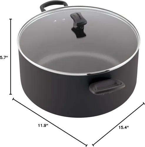 Vista 7 de Farberware - Olla de cocina antiadherente con tapa, 10.5 cuartos de galón - Negro