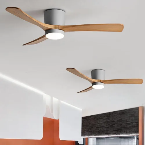 Vista 5 de Ventilador de techo gris de 36 pulgadas con luz, montaje empotrado para dormitorio y sala de estar