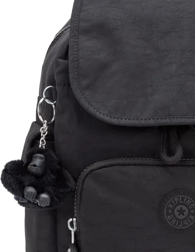 Vista 6 de Kipling Mochila estampada City Pack, Negro (Black Noir), Mini mochila City Pack para mujer, mochila ligera y versátil