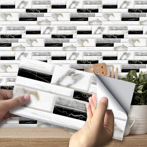 Vista 13 de Alwayspon Adhesivo de transferencia de azulejos con efecto mármol, adhesivo autoadhesivo para pared, calcomanías de azulejos para decoración