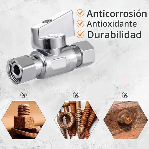 Vista 7 de 1 paquete de válvula de parada angular de latón sin plomo de 3/8 pulgadas Comp FIP x 3/8 pulgadas de compresión MIP válvula recta de agua de cuarto