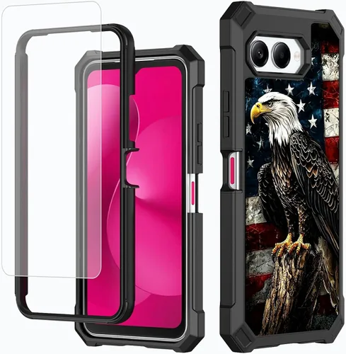Vista 25 de Funda para T-Mobile Revvl 7 de 6.6 pulgadas con protector de pantalla, policarbonato duro de doble capa resistente y TPU suave a prueba de golpes