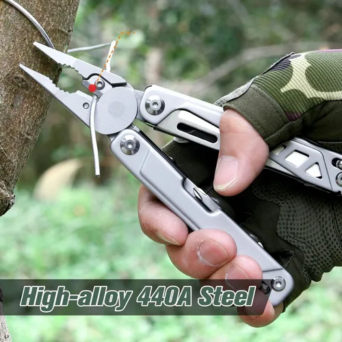 Vista 4 de FLYHOMES Multiherramienta, alicates multiherramientas 19 en 1 con tijeras, clip de bolsillo, destornillador... Regalo para hombres, profesional