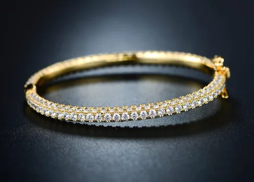 Vista 6 de Barzel Pulsera de eternidad chapada en oro de 18 quilates