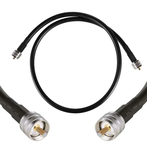 Vista 3 de Cable coaxial UHF CB de 1 pie – 2 unidades, KMR195 PL259 macho a macho, cable coaxial UHF de baja pérdida, cable coaxial CB para radio HAM, radio