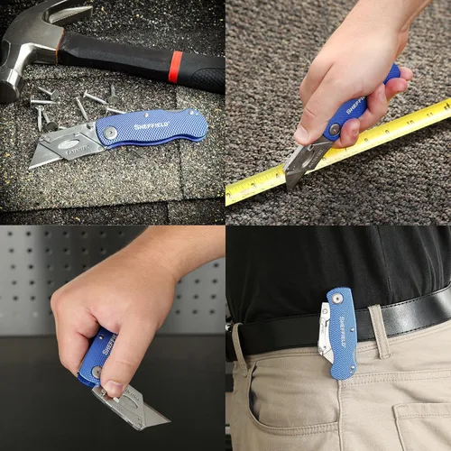 Vista 9 de Sheffield 12514 Cuchillo Utilitario Plegable Paquete de 3, Rellenos para Calcetines, Regalos para Hombres, Regalos para Papá, Hojas de Cuchillo